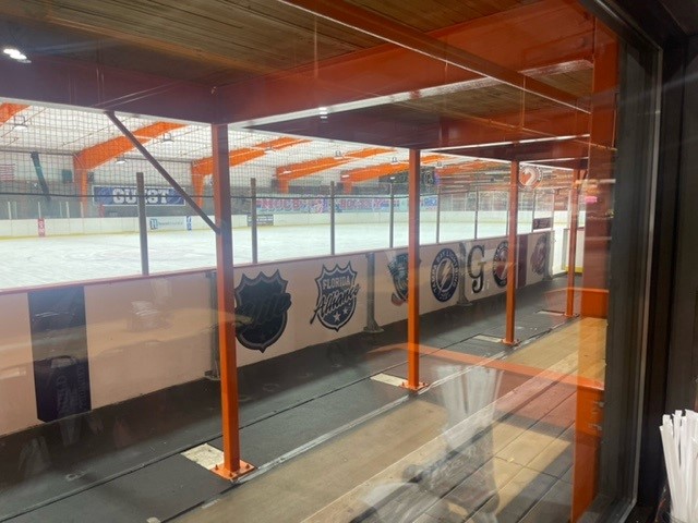 A picture rink side inside the Lakeland Ice Arena