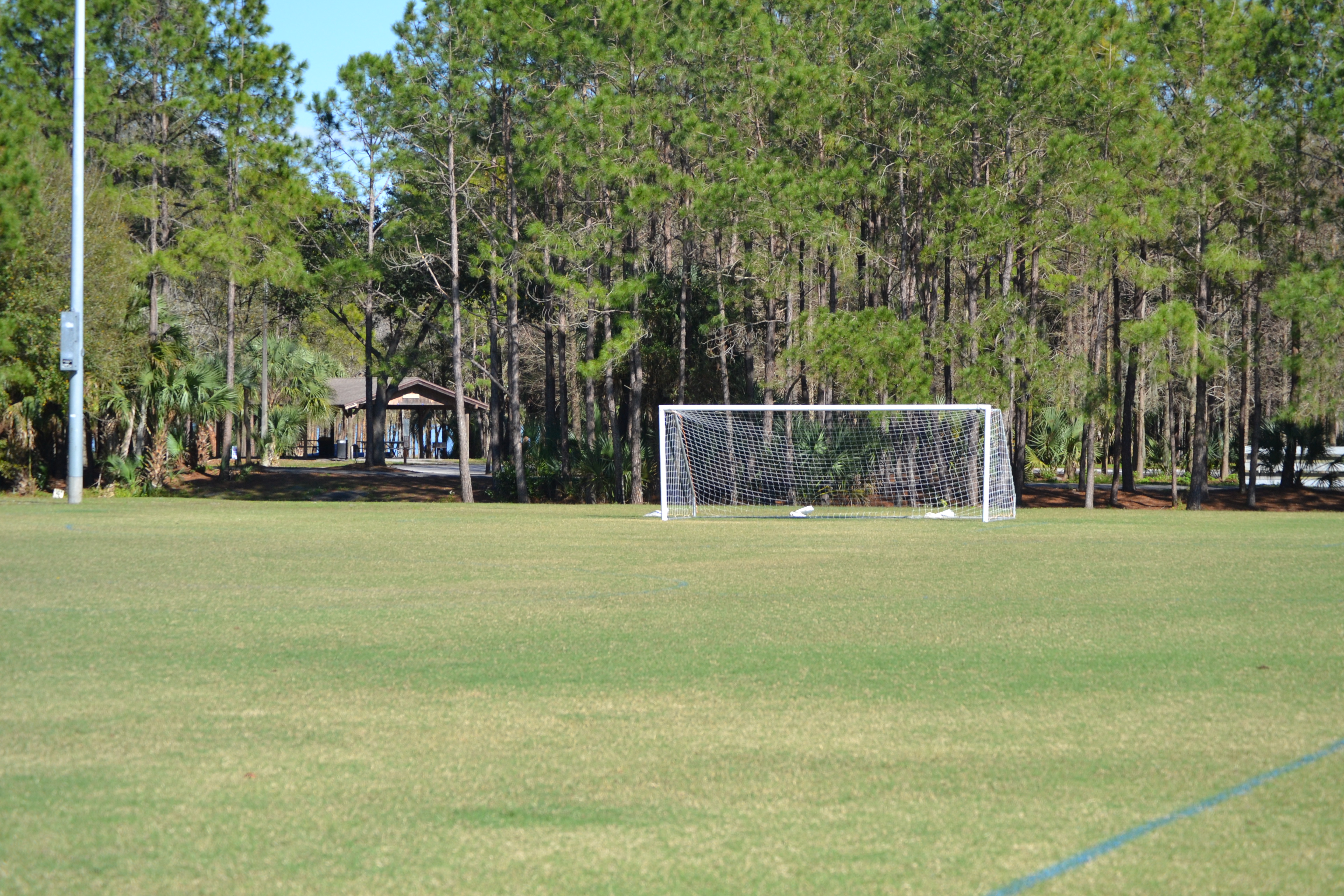 A soccer field at Lake Parker Park